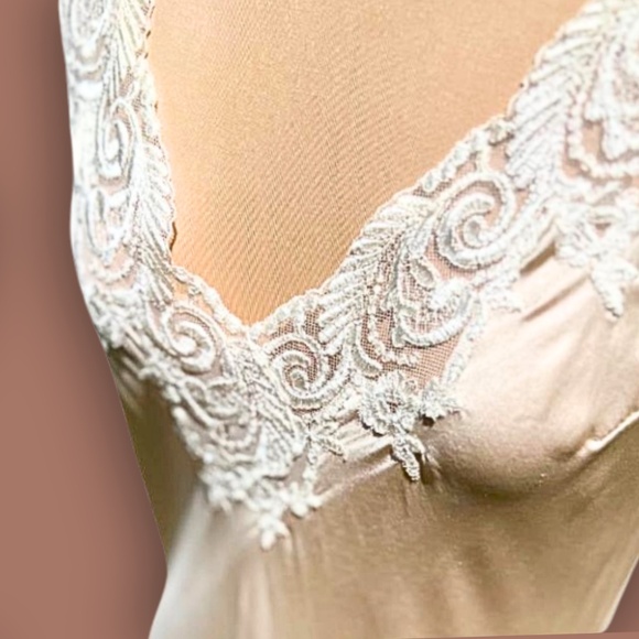 Rare Silk Slip Dress Pink Lace Maxi Vintage Bias Cut UK Made Designer Medium - Picture 11 of 11